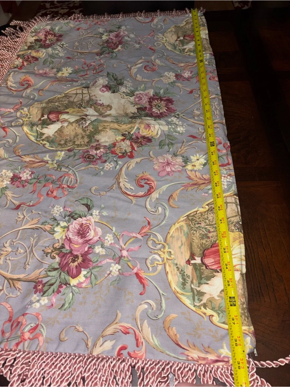 Floral Blue and Pink Decorative bench cover or jumbo pillar Tapestry